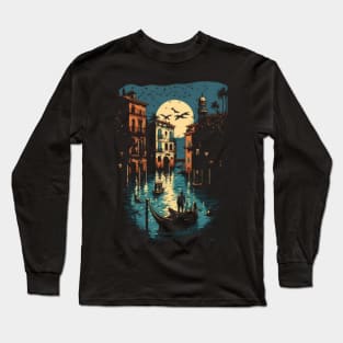 Venice Canal Pixel Art Long Sleeve T-Shirt